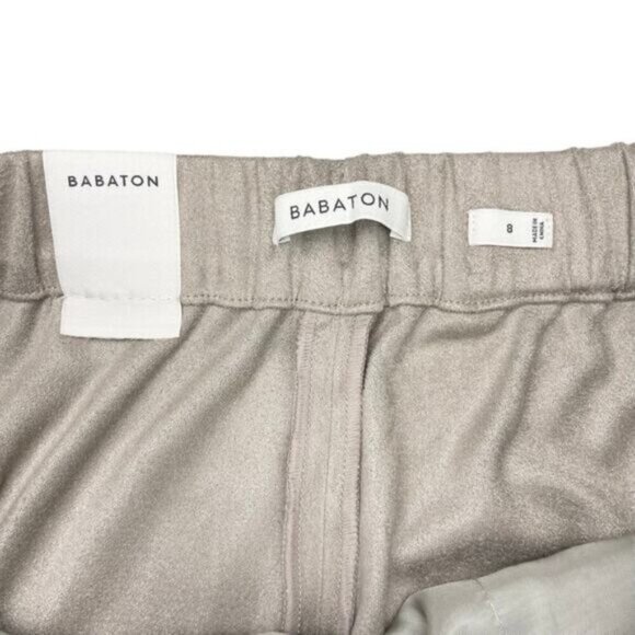 NWT BABATON Aritzia Cohen Faux Vegan Suede Pants Pull On Pleated Trousers Sz 8 - Picture 4 of 7
